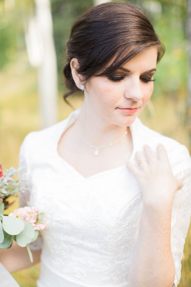 Bride Alexandra Ann in custom-made wedding dress
