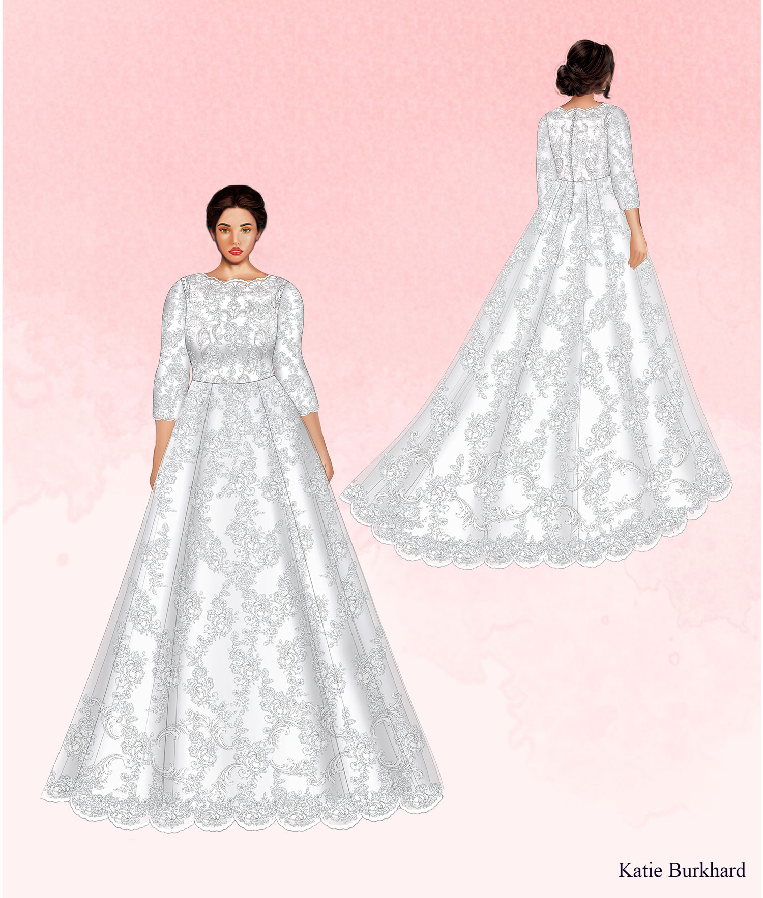 Katie Burkhard custom dress and veil